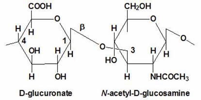 Structure of the disaccharide component of hyaluronates