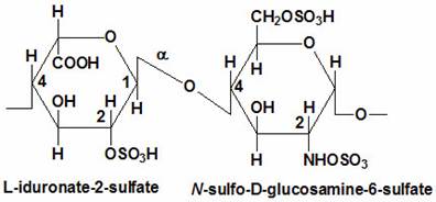 Structure of the disaccharide component of heparins