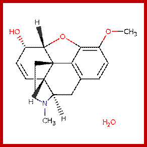 Image result for Structure of Codeine and how it acts biochemically