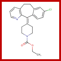 Image result for Structure of Loratadine and how it acts biochemically