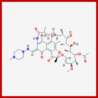 Image result for Structure of Rifampicin and how it acts biochemically