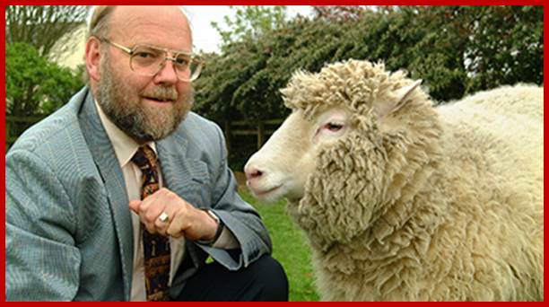 Photo of Professor Sir Ian Wilmut and Dolly the Sheep